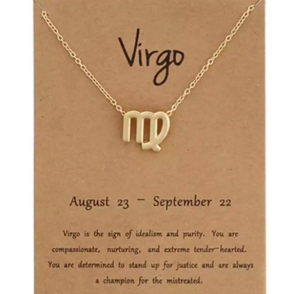 ♍️ Virgo Zodiac Pendant Gold Tone Chain Necklace